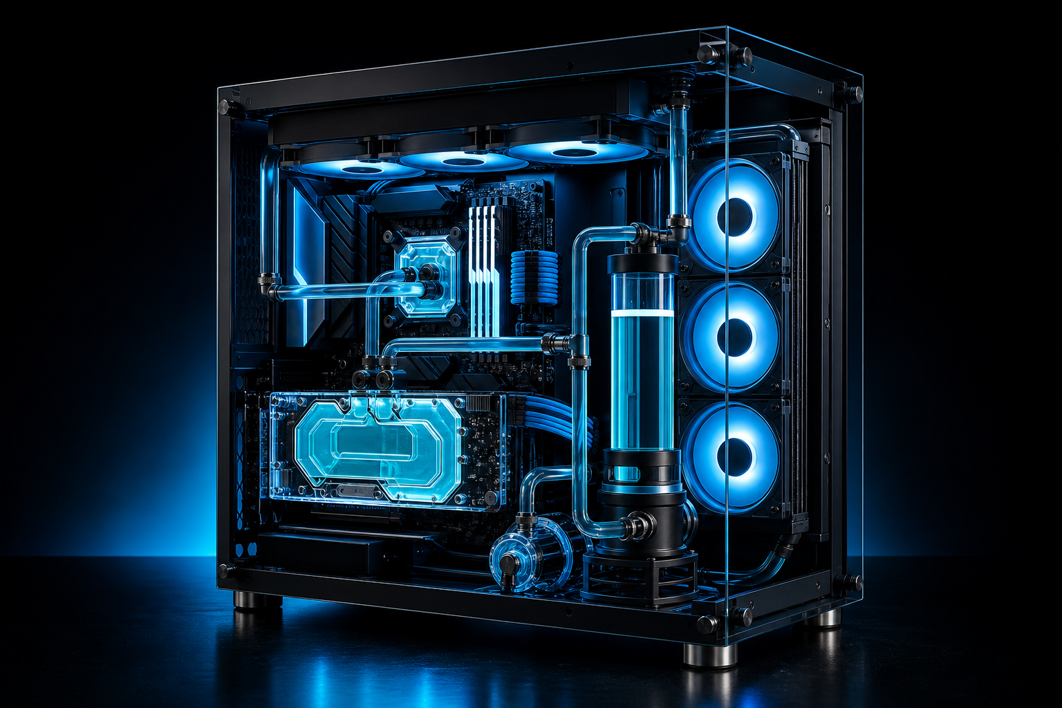 PC custom con raffreddamento a liquido e illuminazione RGB