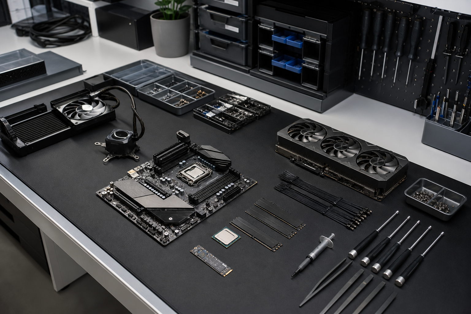 Laboratorio di assemblaggio PC con postazione antistatica